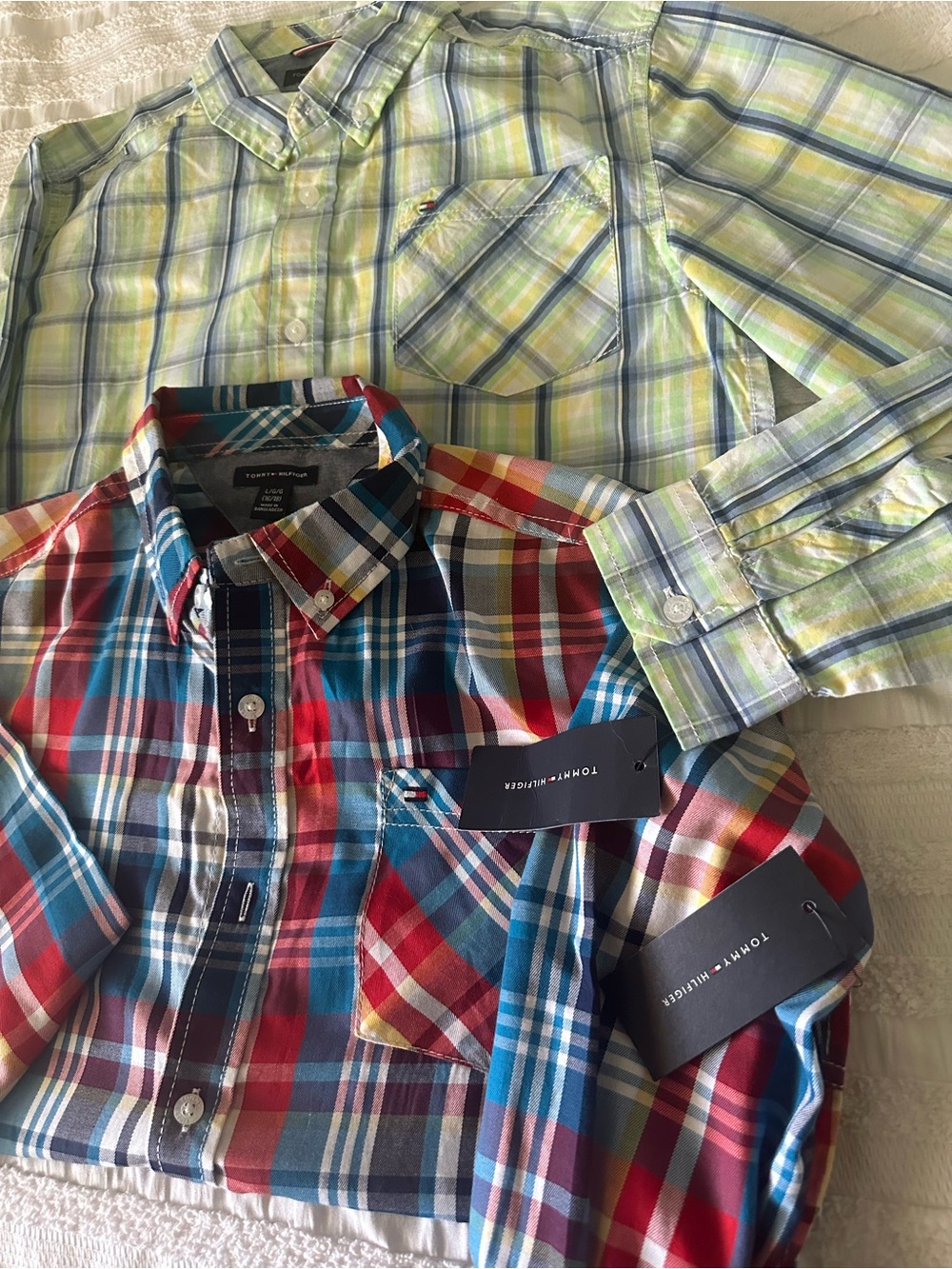 Tommy Hilfiger boys  Red, Blue & Yellow  Button-Down Shirt , 2 for 25.00